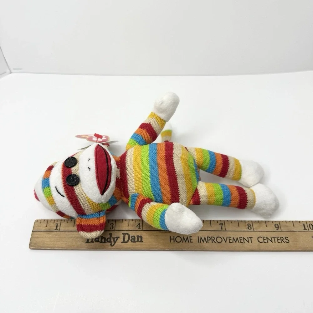 Ty Beanie Baby Socks the Sock Monkey Multicolor Stripes 9